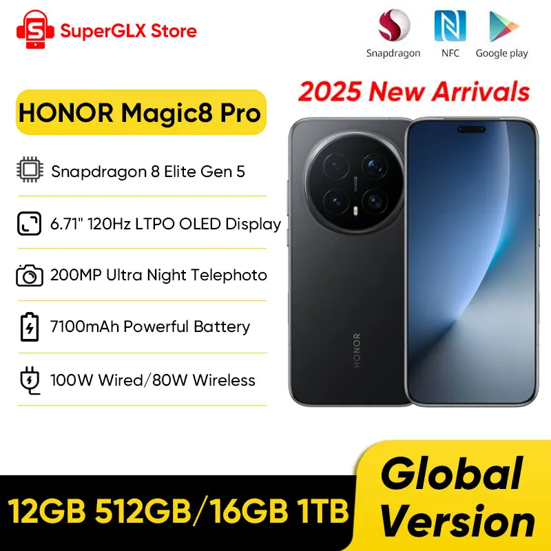 HONOR Magic8 Pro Global Version 5G AI Smartphone Snapdragon 8