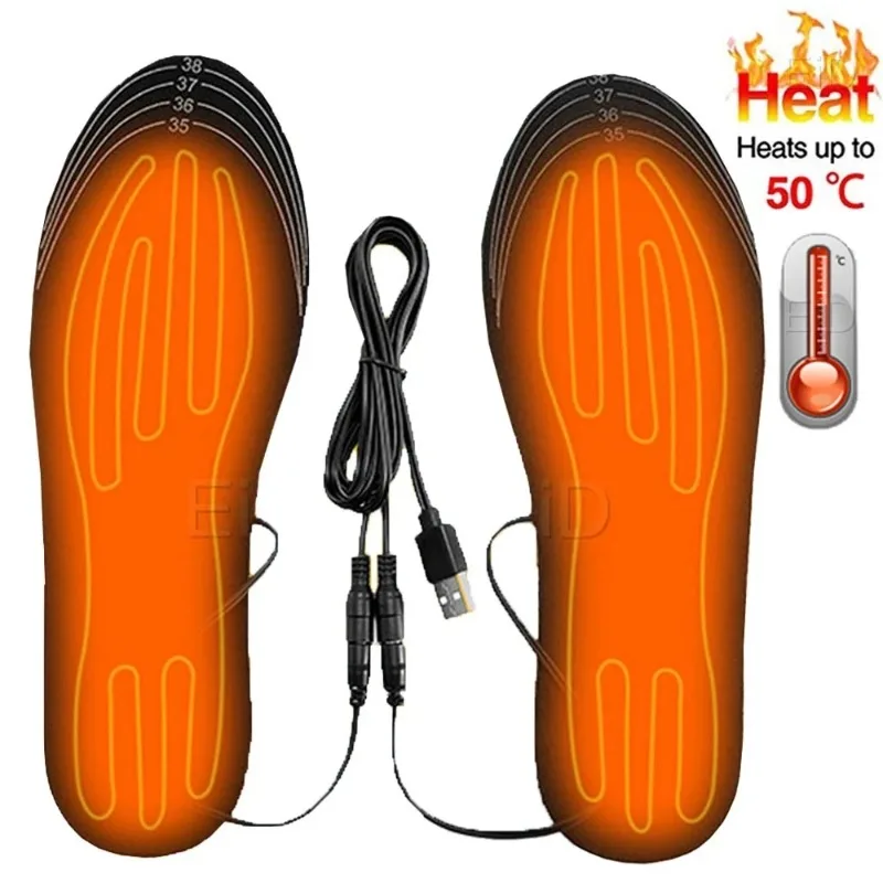 Description Picture 2 of item1 Pair Insoles Electric Heated Shoe Insoles Warm Socks Feet Heater USB Foot Winter Warmer Sports Camping Hiking Accessories