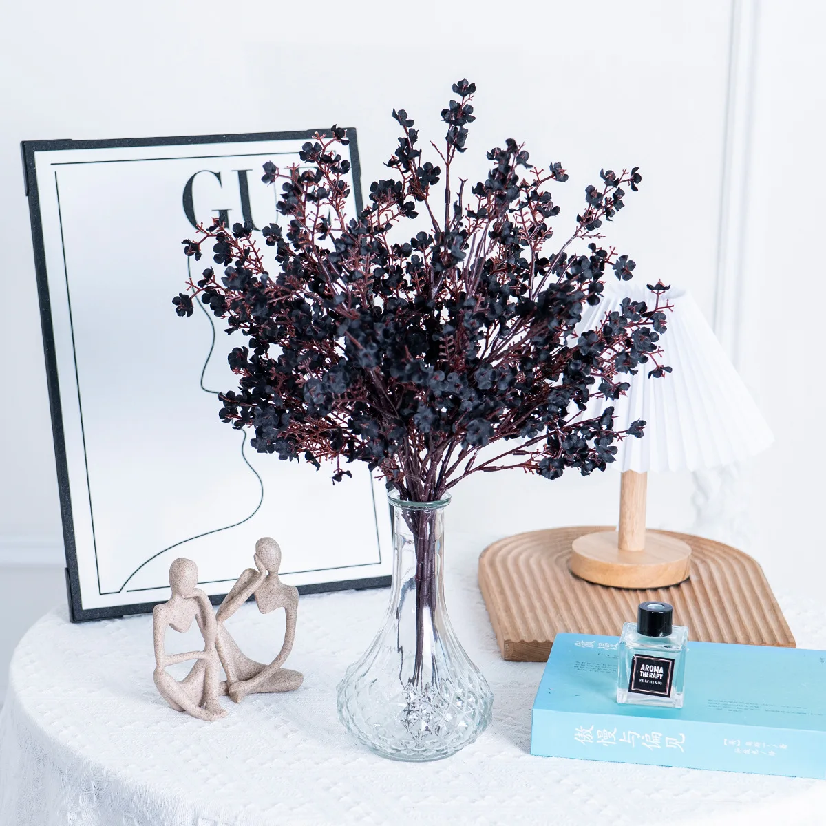 1 Stück künstliche Blumen, Baby-Atemblume, schwarze Kunstblumen für Hochzeit, Party, Heimdekoration, Blumensträuße, DIY-Zubehör