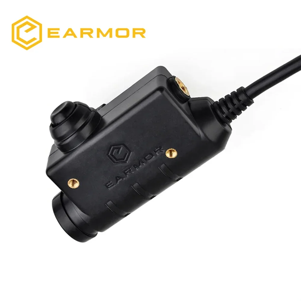 EARMOR Tactical PTT Tactical Headset Button activated push-to-talk PTT adapter M51 and AUX radio interface KENWOOD 5