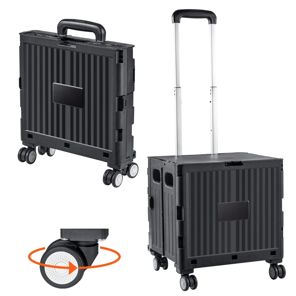 Foldable Utility Shopping Cart with Telescopic Handle