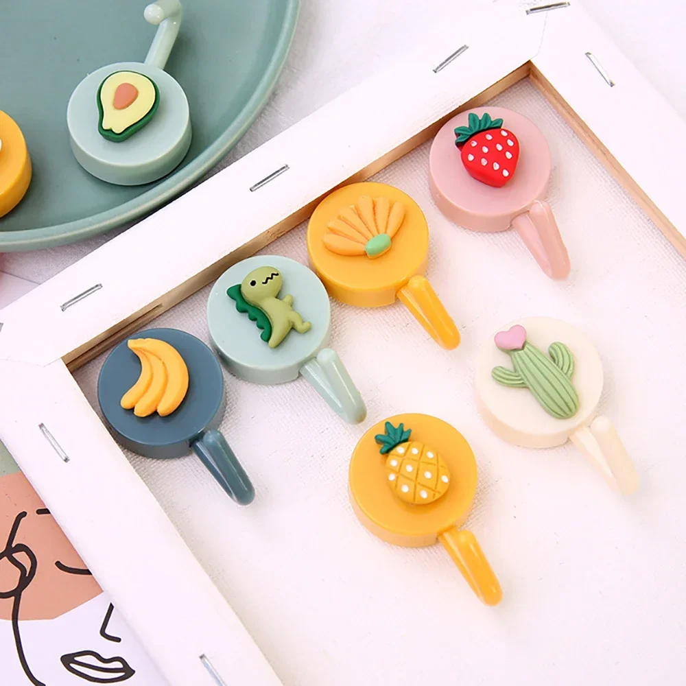 Cute Cartoon Hooks Home Accessories Self-adhesive Wall Hooks Strong Diamondless Bag Bathroom Door Kitchen Towels