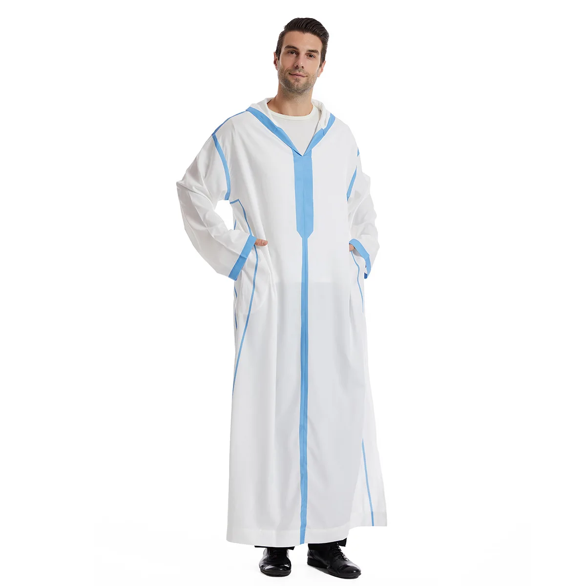 Muslim Jubba Thobe Clothes Men Hoodie Ramadan Robe Kaftan Abaya Dubai Turkey Islamic Clothing Male Casual Loose Robe