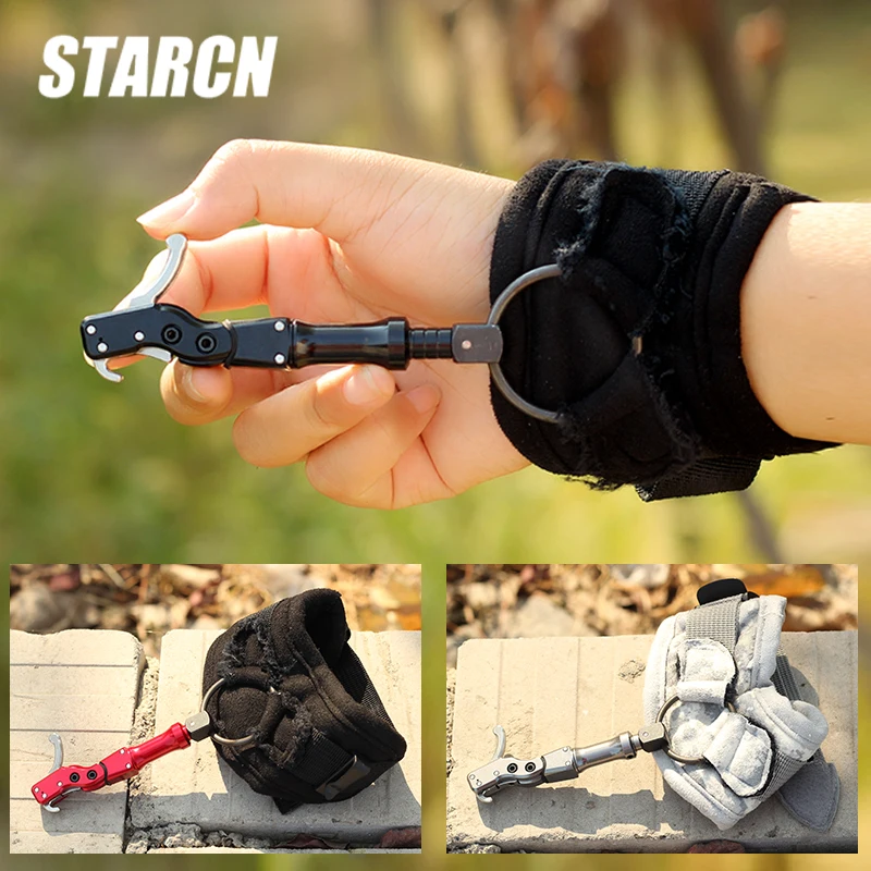 Archery Release Aid Compound Bow Trigger Metal 3 Color 360 Degree Rotatable Trigger Wristband Shooting Hunting Sports Equipment ulanzi go quick ii sports camera selfie stick tripod magnetic quick release mount