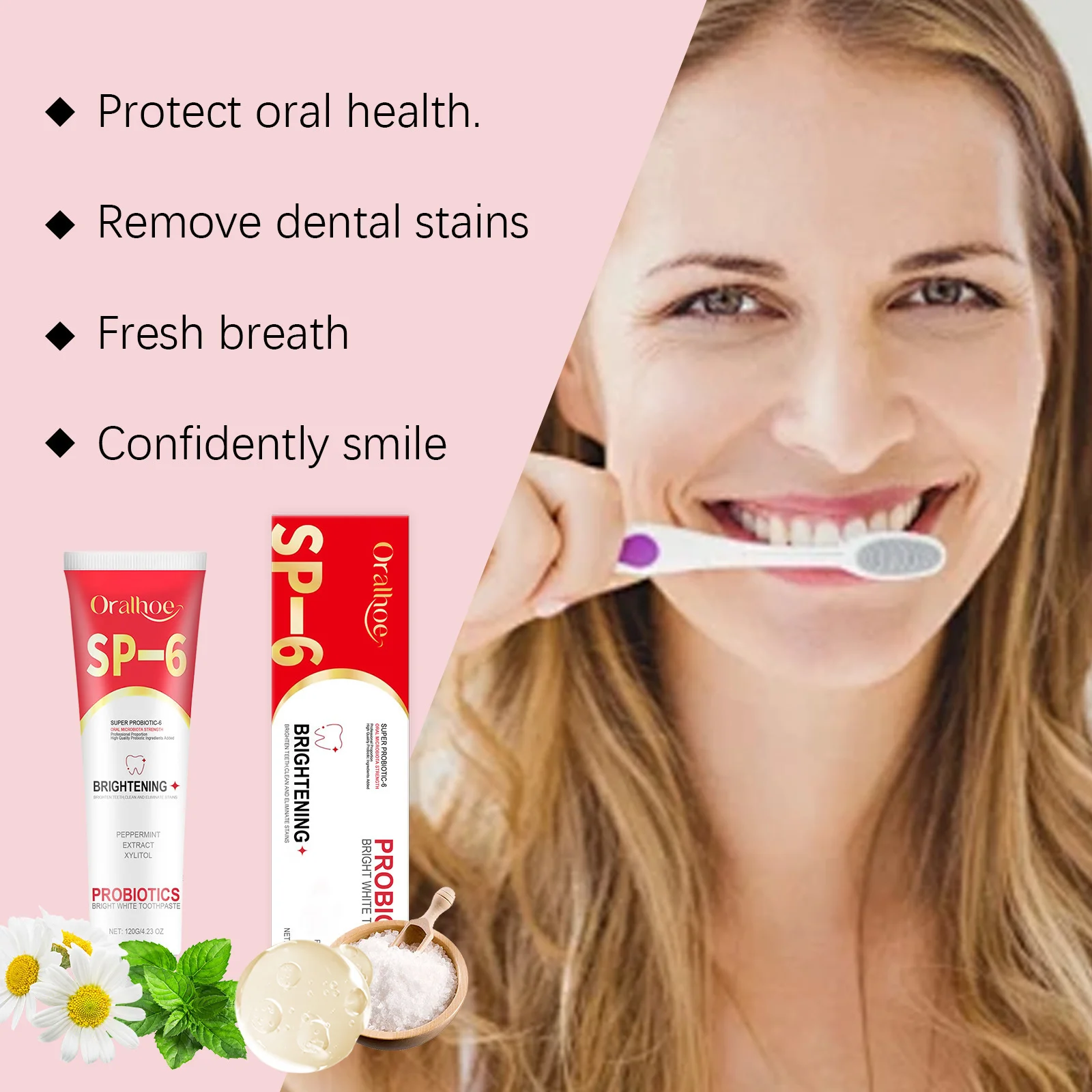SP6 Probiotic Brightening Toothpaste Remove Plaque Stains Keep Fresh Breath Preventing Periodontitis Oral Teeth Care Toothpastes teeth whitening product teeth whitening essence teeth health product