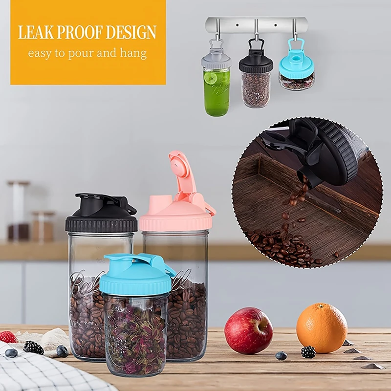 86Mm Mason Jar Sealing Cover Reusable Latex Leak-Proof Bottle Cover With Airtight Seal Pour Spout Regular Mason Jar Cup Lids