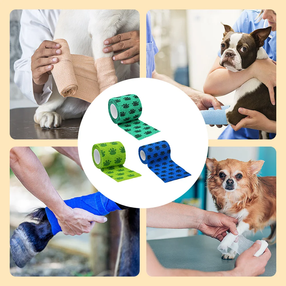 6Pcs Elastic Sports Bandage Self-Adhesive Non-Woven Pet Bandage Wear Resist Cohesive Guard for Knee Ankle Support Pads