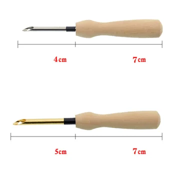 2022 New Knitting Embroidery Pen Weaving Felting Craft Punch Needle Threader Wooden Handle DIY Tool Sewing Accessories