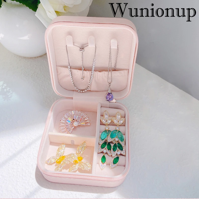 Portable Mini Jewelry Travel Case PU Leather Organizer Box Jewelry Storage Holder for Girls Womens Earring Necklace jewelry case