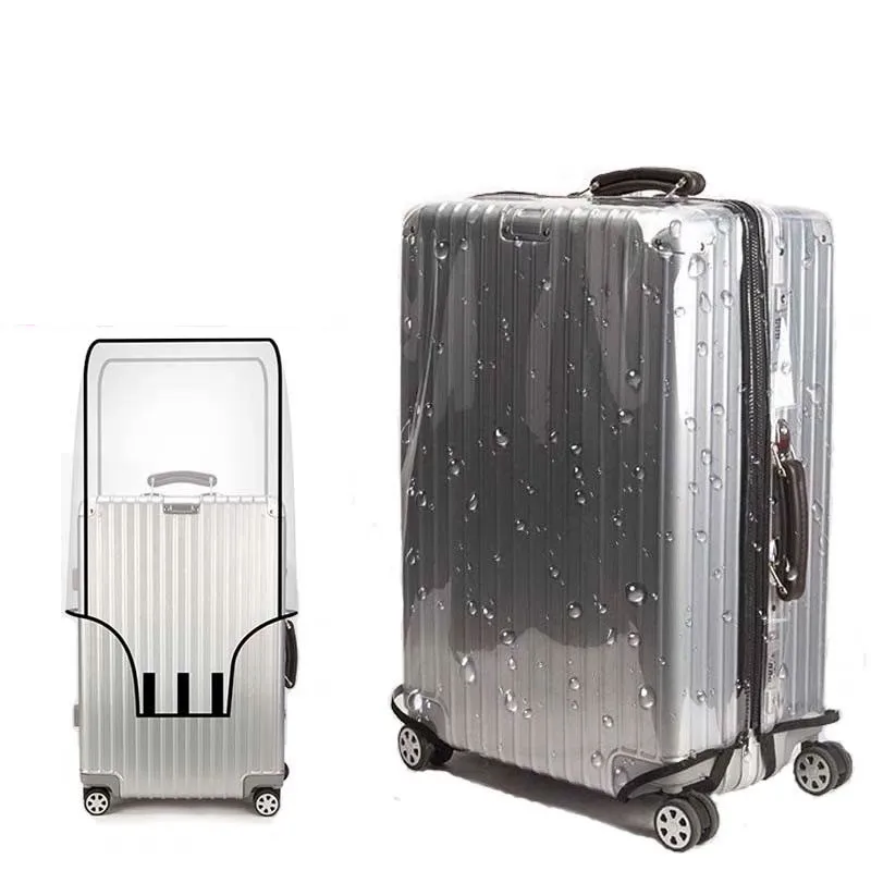 Transparent PVC Luggage Cover Waterproof Trolley Suitcase Dust Cover Dustproof Travel Organizer No Hole in Side