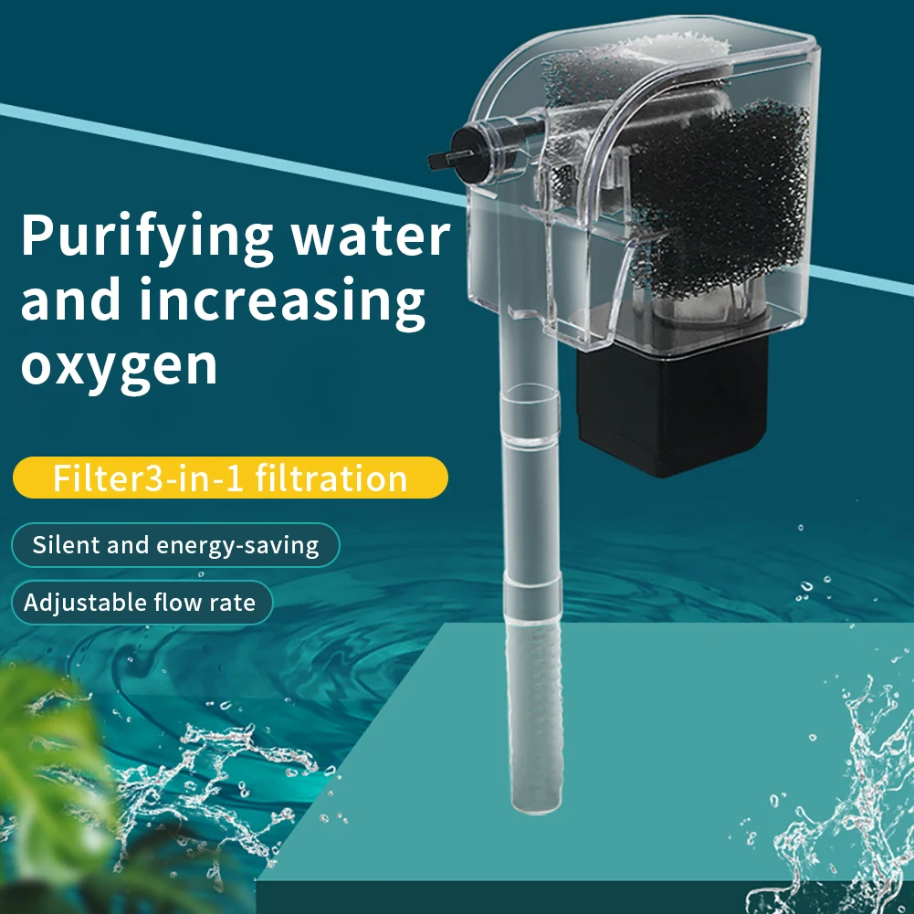 

Silent Aquarium Filter Wall Mounted Oxygen Pump Waterfall Filter Dual-Sided Suspension Circulating Water Purifier For Aquarium