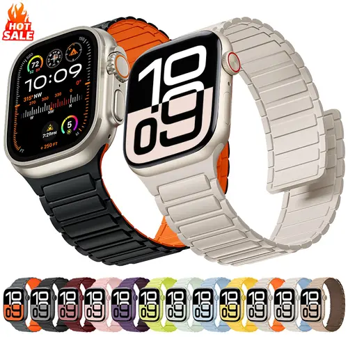 Magnetic Silicone Band for Apple Watch Ultra 3 2 49mm 46mm 42mm 45mm 44mm 40 41mm Strap IWatch Series 11 10 9 8 7 6 SE Bracelet