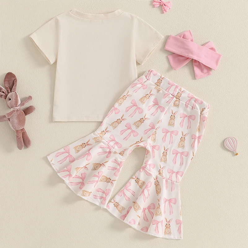 Youmylove My First Easter Baby Boy Girl Outfit Short Sleeve Romper Bodysuit Bunny Long Pants Hat 3pcs Easter Clothes Set 0 3 Months