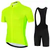 Fluorescent Green 2024 Solid color Men Short Sleeve Cycling Jersey Suits MTB Racing Bike Clothes Summer Bicycle Cycling Clothing 2