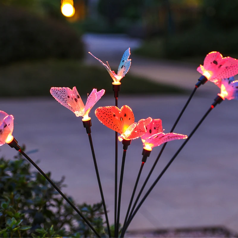 Solar Lights Outdoor Waterproof Garden Decor 6LED Butterfly Pathway Lights For Patio Yard Lawn Decor Lamp solar lights solar fireworks lights solar led lights solar ground lights led fairy lights lawn lamp garden lighting