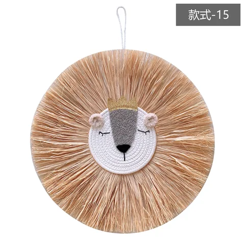 Home decoration Tapestry Handwoven Cartoon Lion Hanging Decorations Cute Animal Head Ornament Children room Wall Hanging
