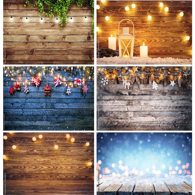 

Vinyl Custom Christmas Theme Photography Background Snowflake Wood Plank Portrait Backdrops For Photo Studio Props 21121 TU-01