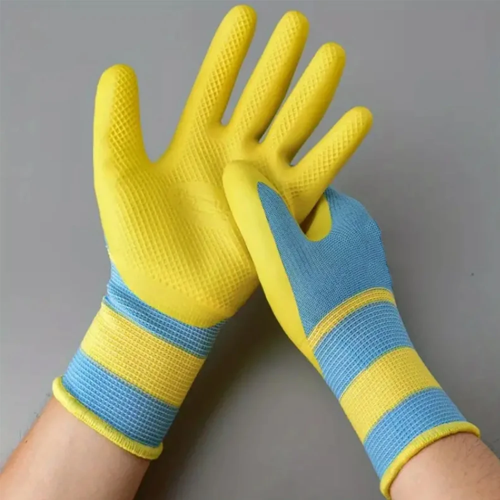 12 PCS Blue Safety Work Gloves Non-slip Wear-resistant Breathable Nitrile Gloves Rubber Protective Equipment Soft Puncture Proof 4