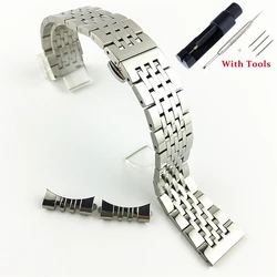 Premium Solid Stainless Steel Watch Strap with Versatile Butterfly Clasp - 20mm (Silver)