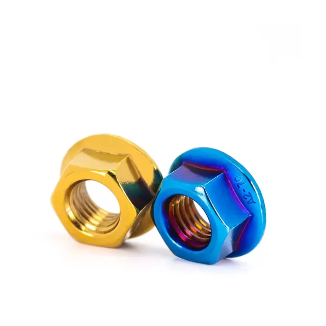 Artigiano Dadi In Titanio Ti M5 M6 M8 M10 M12 M14 M16 Flangia Dado Viti Bulloni per Moto Bicicletta Bike-M10 1.5, Arcobaleno