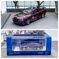 SH 1:64 JDM Skyline GTR R34 Magic Purple Racing Sports Model Diecast Model Car Collection Limited Edition Hobby Toys 1