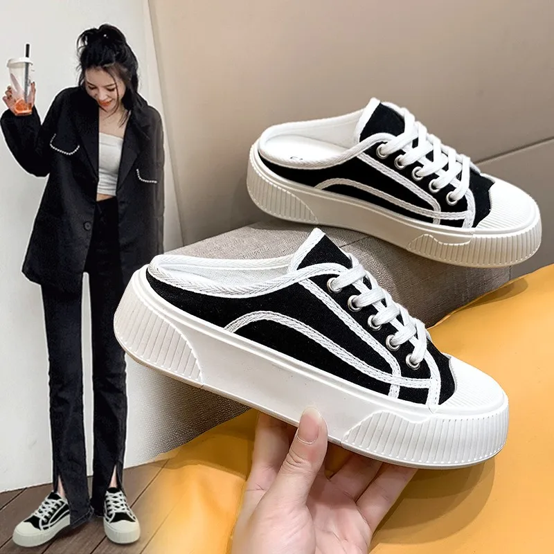 

Casual Woman Shoe Round Toe Female Footwear Wedge Basket 2022 Shallow Mouth Espadrilles Platform Dress Retro Small Sports Canvas