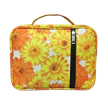 

Portable Canvas Bible Cover Floral Pattern Organizer Pouch Bag Waterproof with Handle Zippered Pocket Storage Book Travel Bag