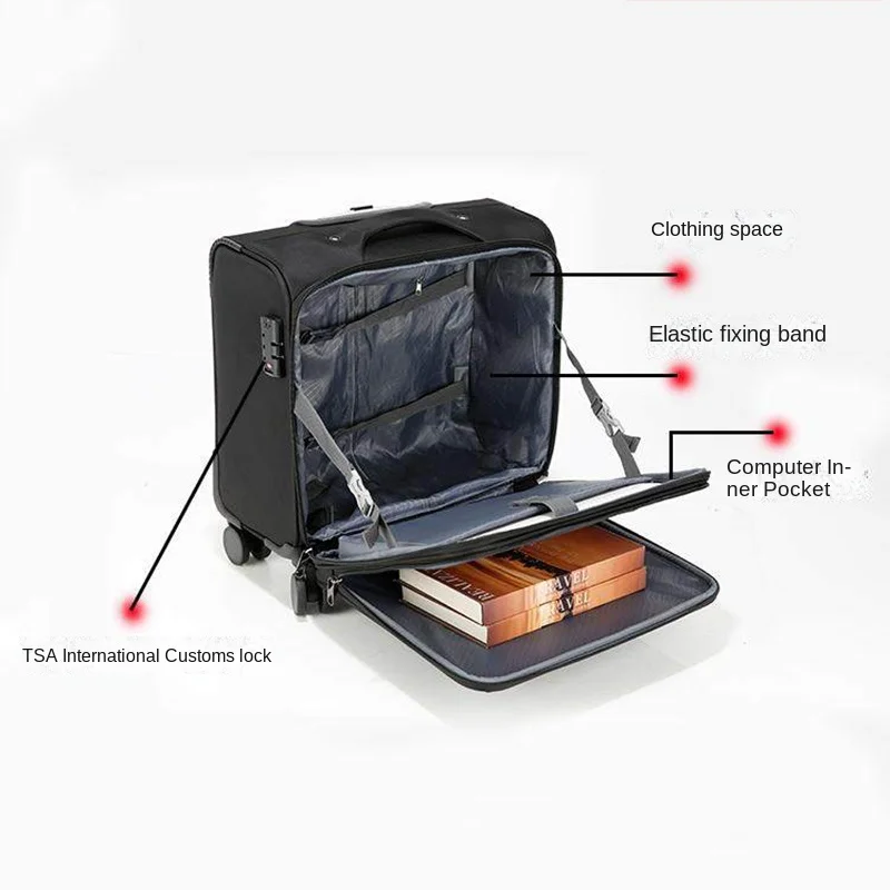 Compact Business Carry-on Suitcase With Silent Wheels Unisex_voghion.com