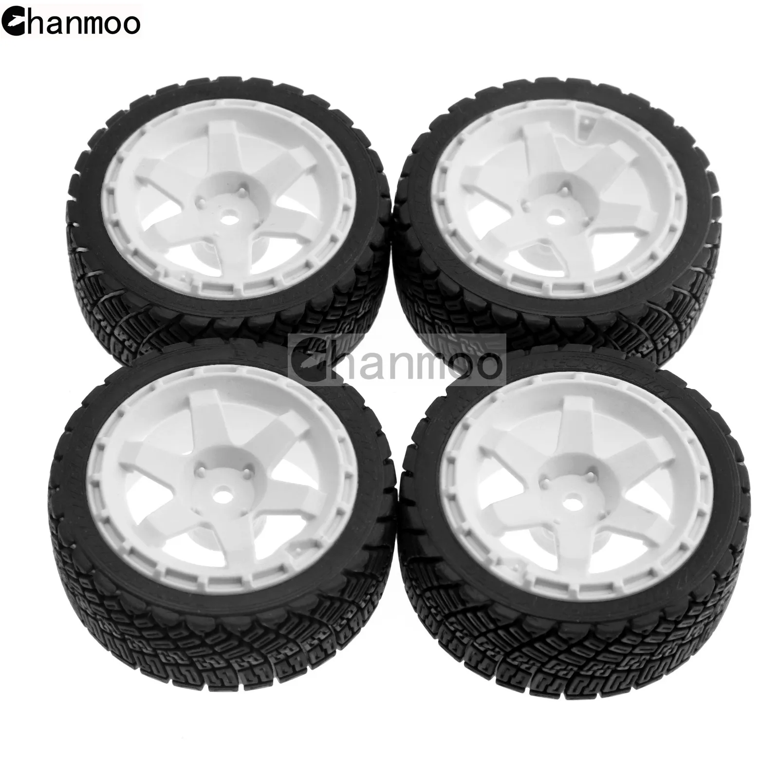 thumbnail image 2 of 4-Pack 1:10 RC Car Tires With 12mm Hex Wheels - Compatible With TT01 TT02 XV01 Models 2 of 13