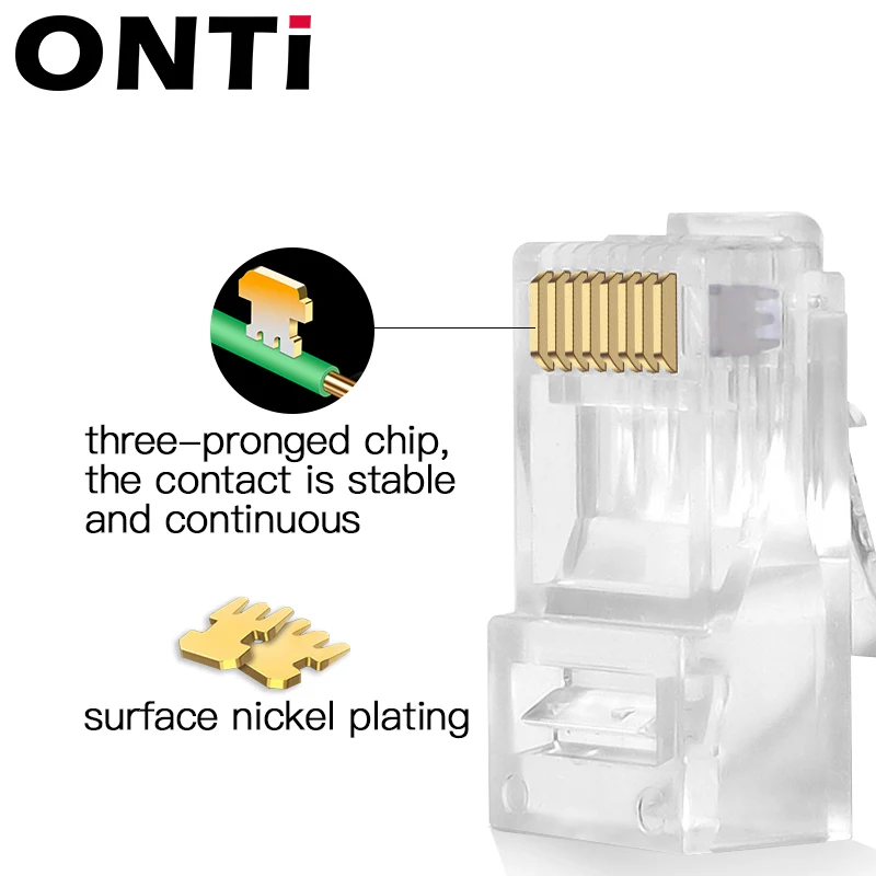 Ethernet Network Plug Network Cable Connector Ethernet Cable Connector RJ45 CAT6 Connector 8P8C Modular Plug Adapter Ethernet Cable Head 1Gbps Gigabit Network Crimp Crystal UTP 10/50pcs