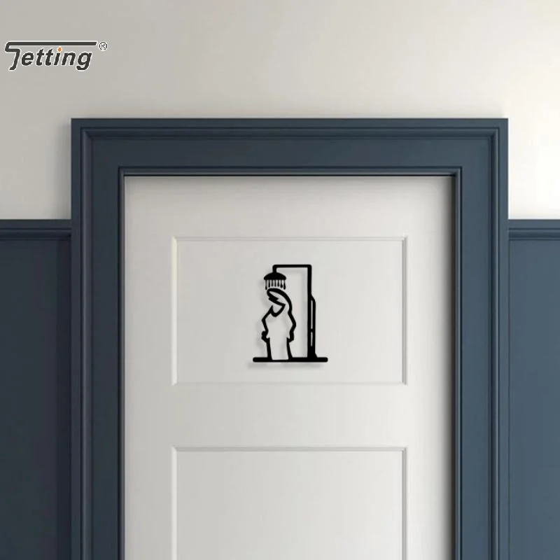 Minimalist Black Metal Shower Wall Art - Rustic Bathroom Door Topper Décor