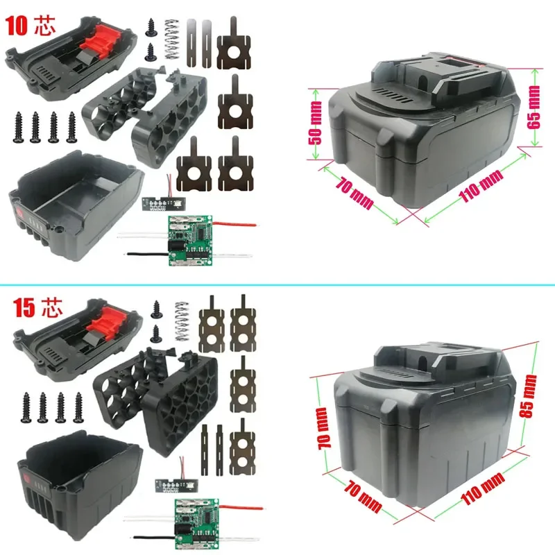 Li-ion Battery Plastic Case Charging Protection Circuit Board PCBA For Makita Lomvum Zhipu Hongsong Jingmi 21V Lithium BMS Box