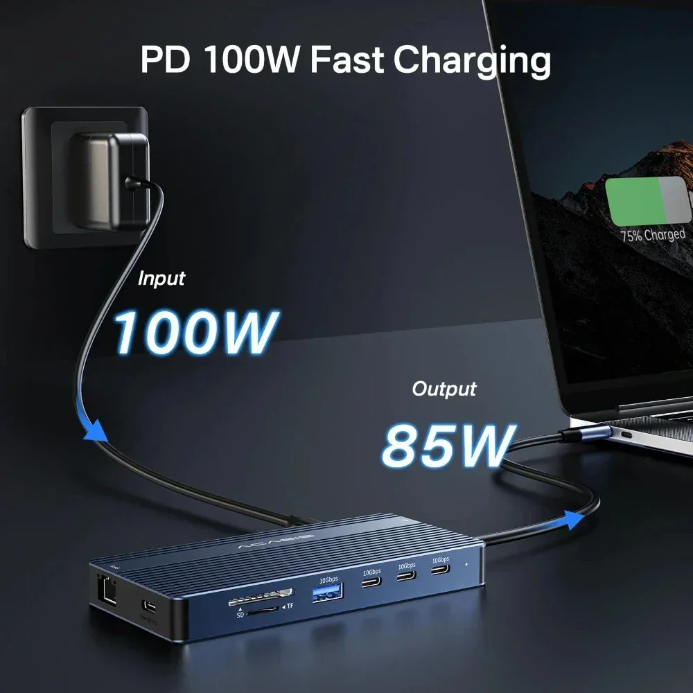 Acasis 14 in 1 USB-C 3.1ドッキングステーション Type-C - HDMI