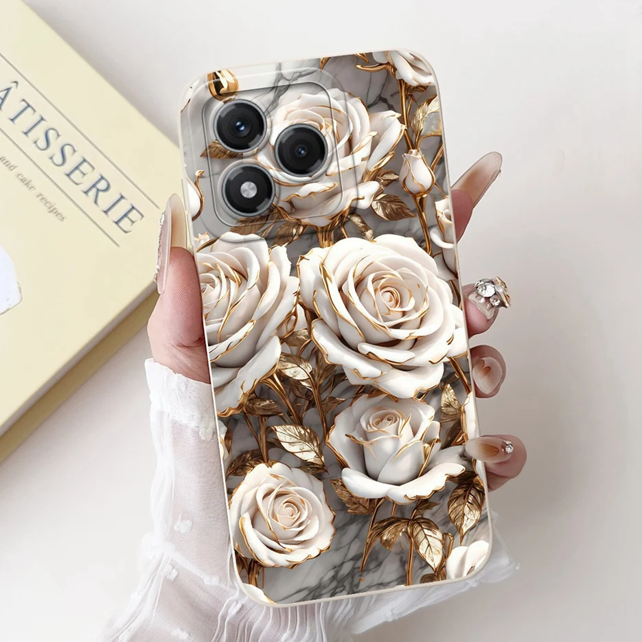 Cute Cat & Flower Design Shockproof Phone Case - Vibrant Painted Cover with Soft Protective Bumper