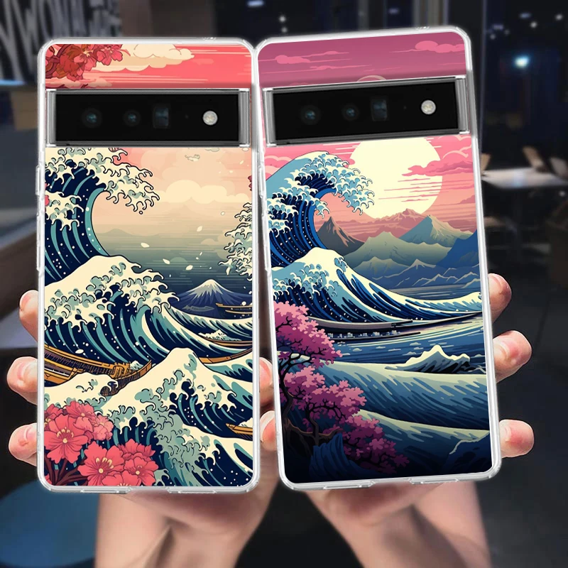 Fashionable Blue Wave Soft Clear TPU Transparent Phone Case