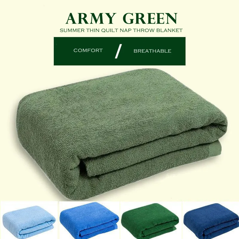 WOSTAR Summer army green towel cotton quilt nap blanket soft bedspread air conditioning cool thin comforter luxury bedding 150 1