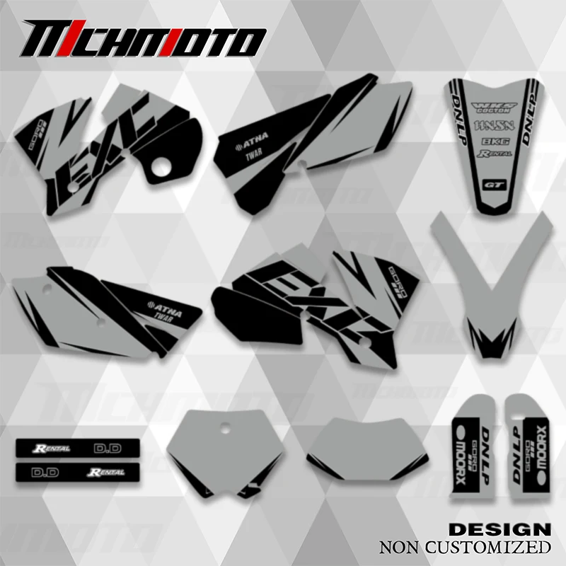 MCHMFG calcomanías de fondo gráficas completas para KTM 2003 2004 SX SXF 2004 EXC 125 200 250 300 400 450 525 Nombre de número personalizado