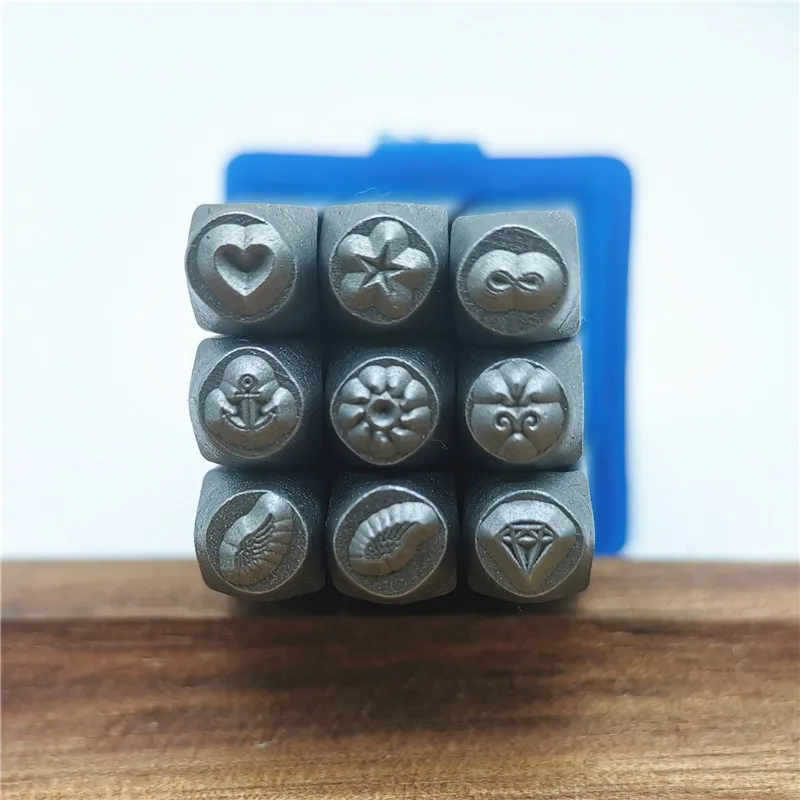 3mm Metal Stamping Set Symbol Steel Punch Custom Logo Pressing Silver Leather DIY Jewelry Making Start Heart Moon Patterns Stamp