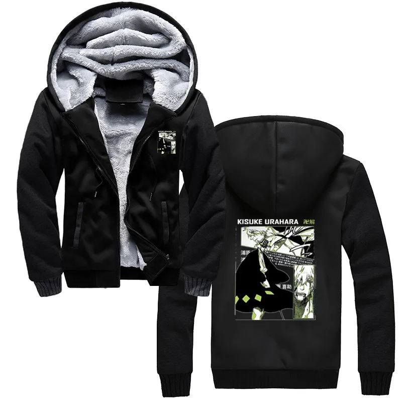 

Bleach Manga Kisuke Urahara Winter Hoodie Men Sweatshirt zipper Tops Clothing Thicken Harajuku