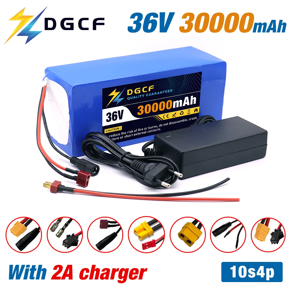 

10S4P 36V 30000mAh Electric Scooter Spare batteries 18650 Lithium Battery Pack 30Ah Ebike Electric Bicycle BMS With 42v charger