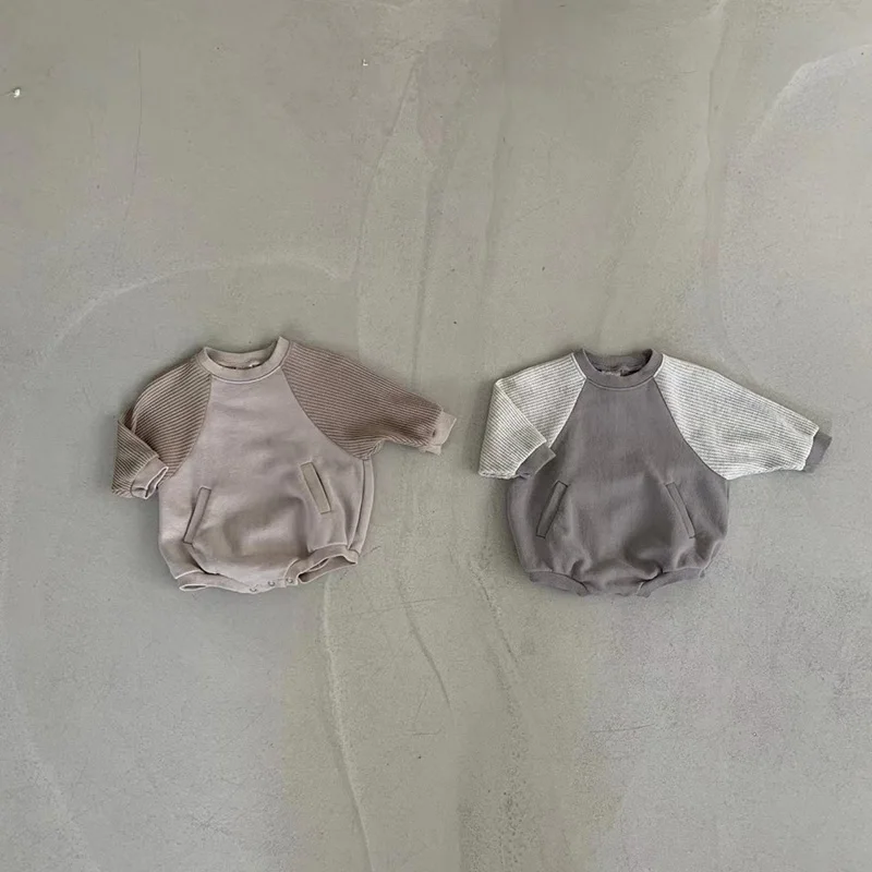 

2023 Baby Bodysuits Patchwork Girls Clothes Infant Boys One Piece Boys Waffle Clothing Baby Boy Girl Outfit