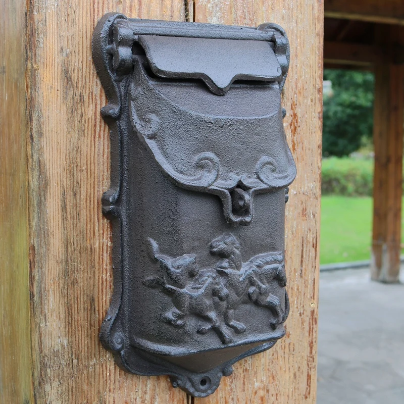 European retro family garden decoration cast iron wall mounted small mailbox retro old garden decorations WF1014235