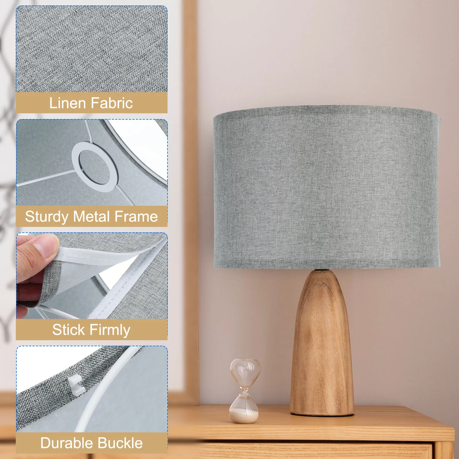 VEVOR Paralume A Tamburo 330 X 330 X 250 Mm Dimensioni Medio, Paralume Di Ricambio Per Lampade Da Tavolo Lampade Da Terra Lampadina A Sospensione Copri Lampadine 1 Pezzo Lino Chiaro 88726681