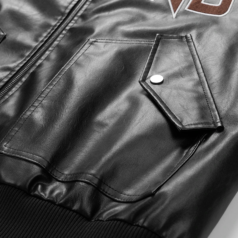 Giacca in pelle uomo PU cappotti Bomber moto Oversize 6XL 7XL 8XL Plus Size Baseball nero autunno campeggio Casual College maschile 3