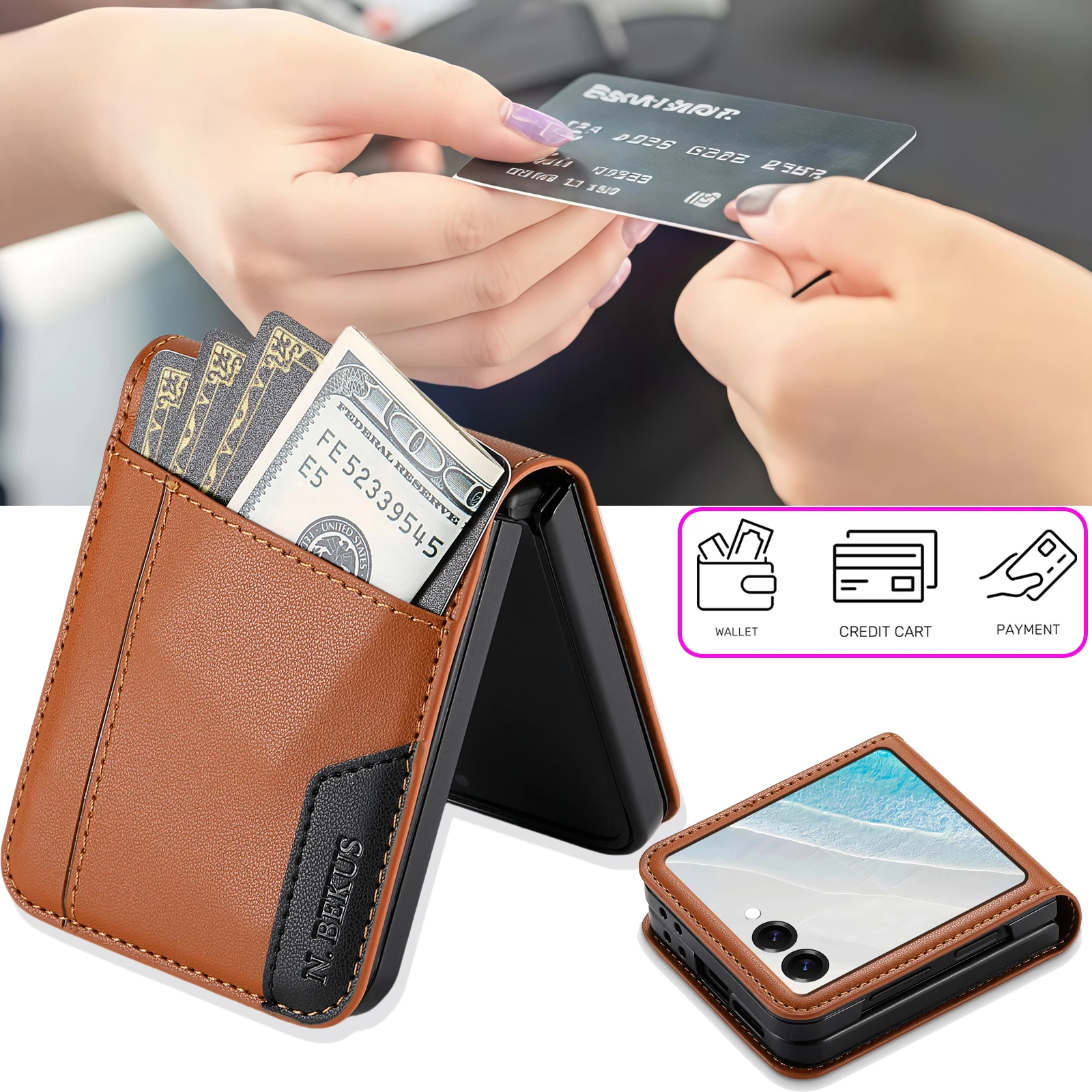 Premium Flip Leather Phone Case with Wallet Card Holder and Book Cover Design