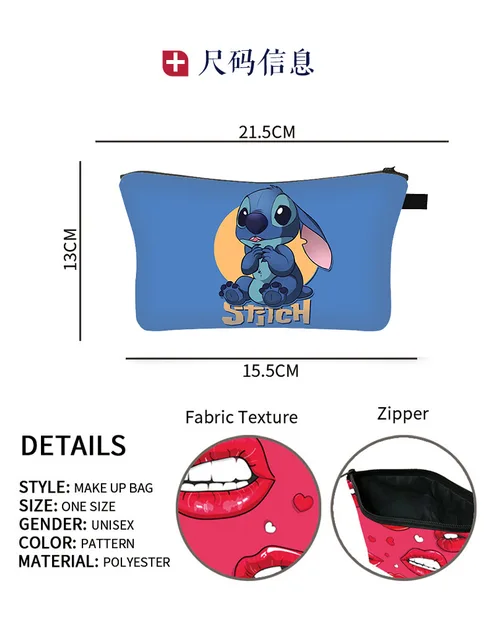 Disney Lilo Stitch Imprimé Sac de Maquillage Femmes Mini