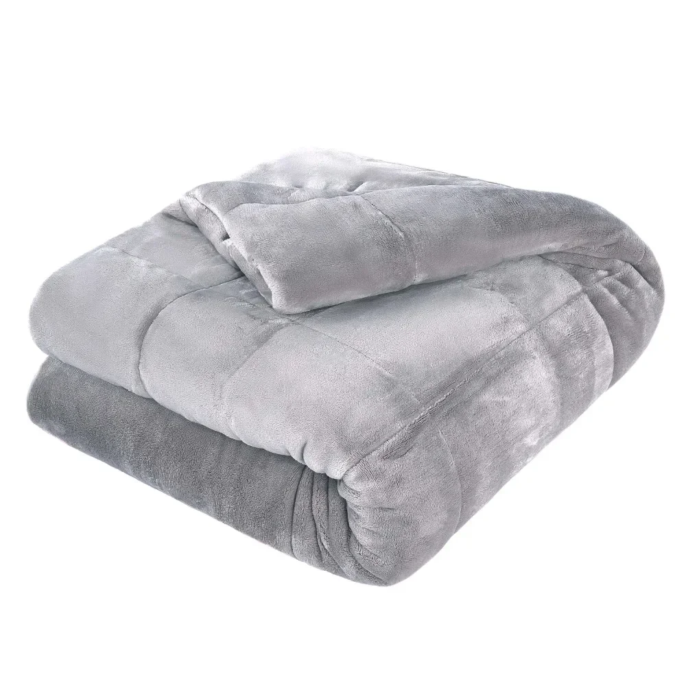 

Тёплые одеяла Twin плюшевые Lux-всесезонные одеяла-легкое стеганое одеяло Twin Size-простроченное одеяло (двойное, серое)