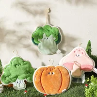 Cute Hand Towel Cartoon Wipe Handkerchief Rag  Vegetable Shape  Towels for Kitchen Bathroom KidsHanging Towel Soft Dish cloth 2