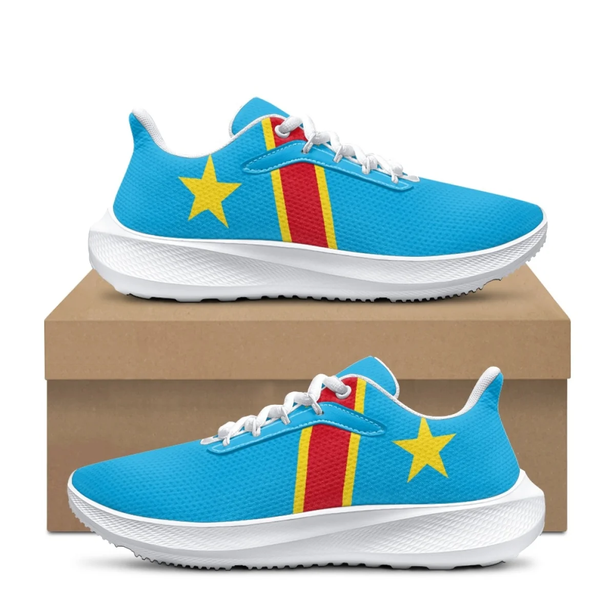 Casaul Republic of Congo Flag Running Sneakers for Women Lightweight Walking Sneakers Classic Breathable Tennis Shoes Zapatos