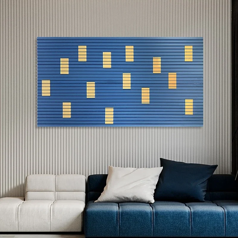 モダンな抽象幾何学ミクストメディアアートワーク木製3D絵画、リビング